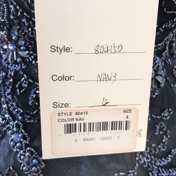 Mac Duggal Blue Beaded Lace Dress + Jacket - Picture 5 of 8